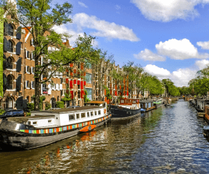 holland water channels and small transport boats
