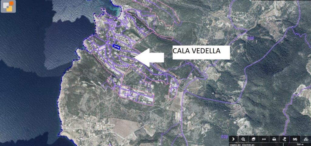 Map of Cala Vedella Ibiza Spain