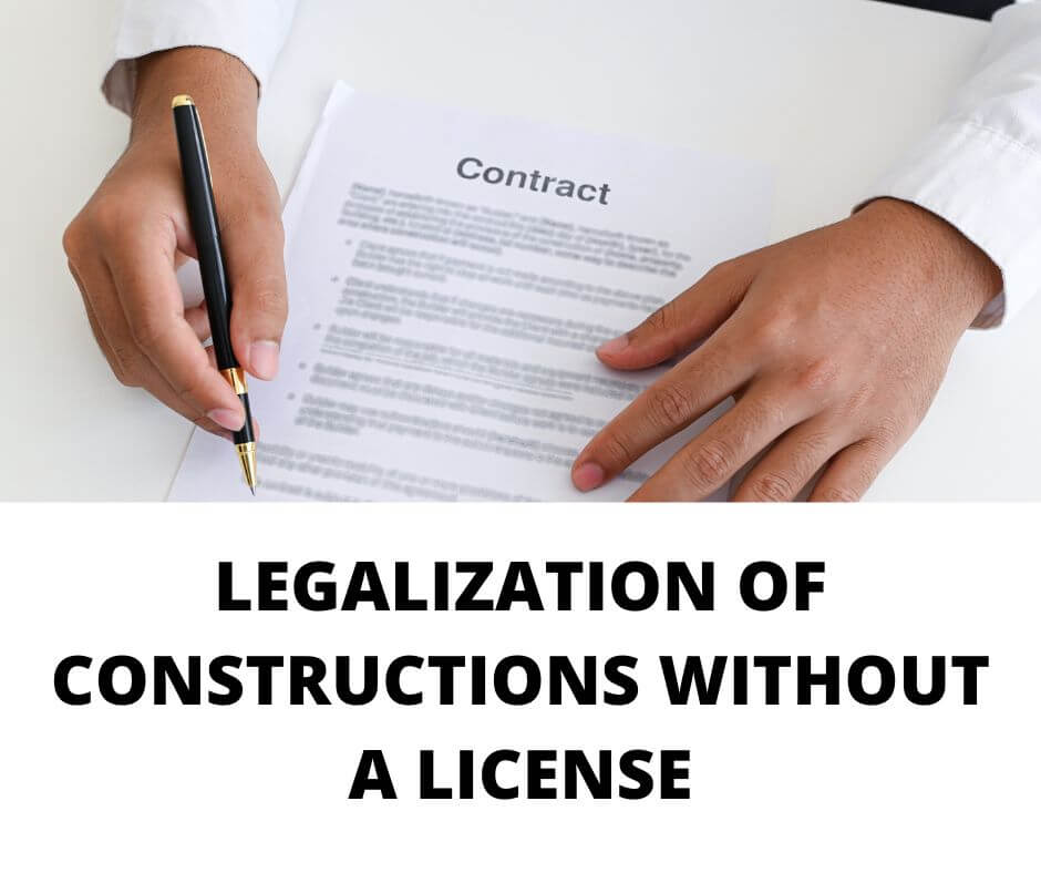 hands and pen in a contract and LEGALIZATION OF CONSTRUCTIONS WITHOUT A LICENSE